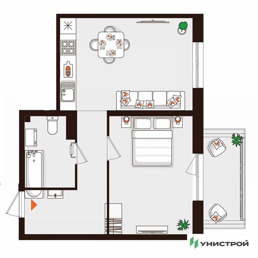 1-к. квартира, 41,8 м², 4/5 эт.
