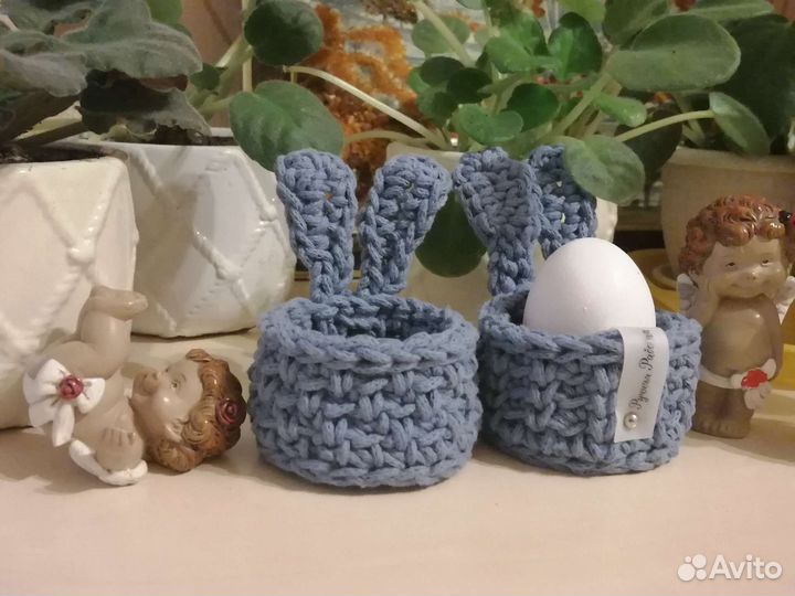 Вязаные корзинки ручной работы