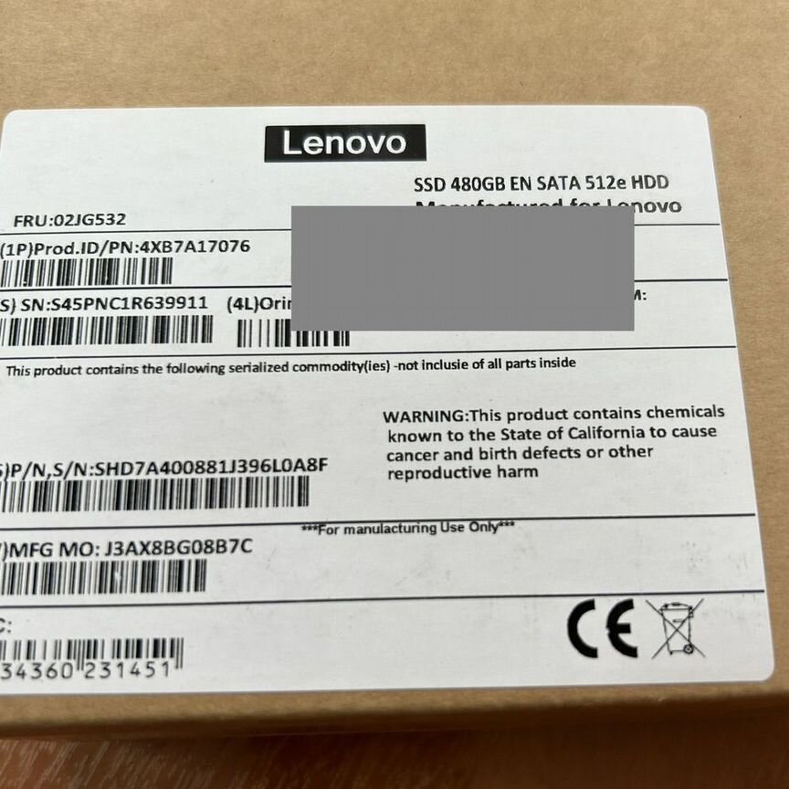 [02JG532] Жесткий Диск Lenovo 480gb4xb7a17076