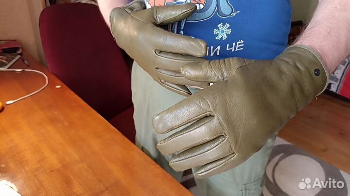 Перчатки мужские Норвегия арм. оливковые кожа