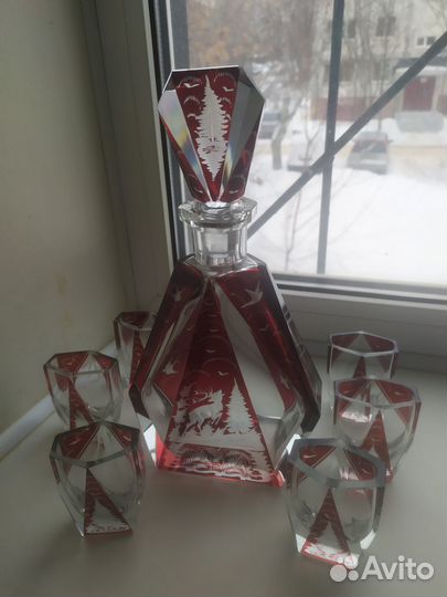 Антикварный штоф стопки 