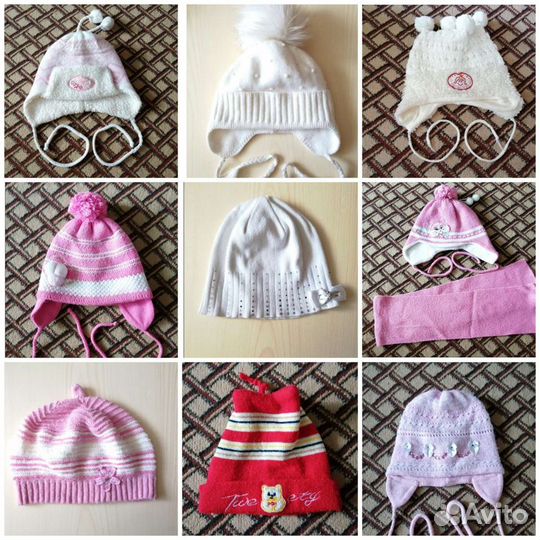Шапки 44,48,50,52,54 р,весна, осень, зима девочки