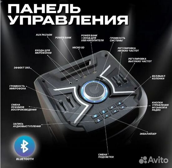 Колонка bluetooth 20-72 dance BOX 1300w eltronic