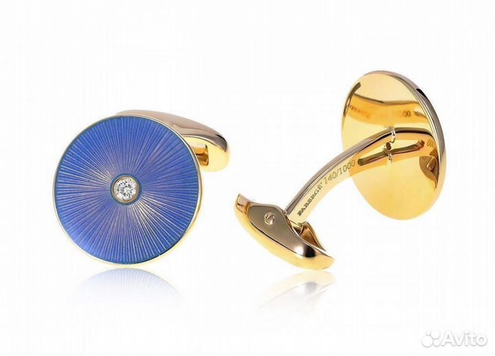 Золотые запонки Faberge с бриллиантами 0.15 ct