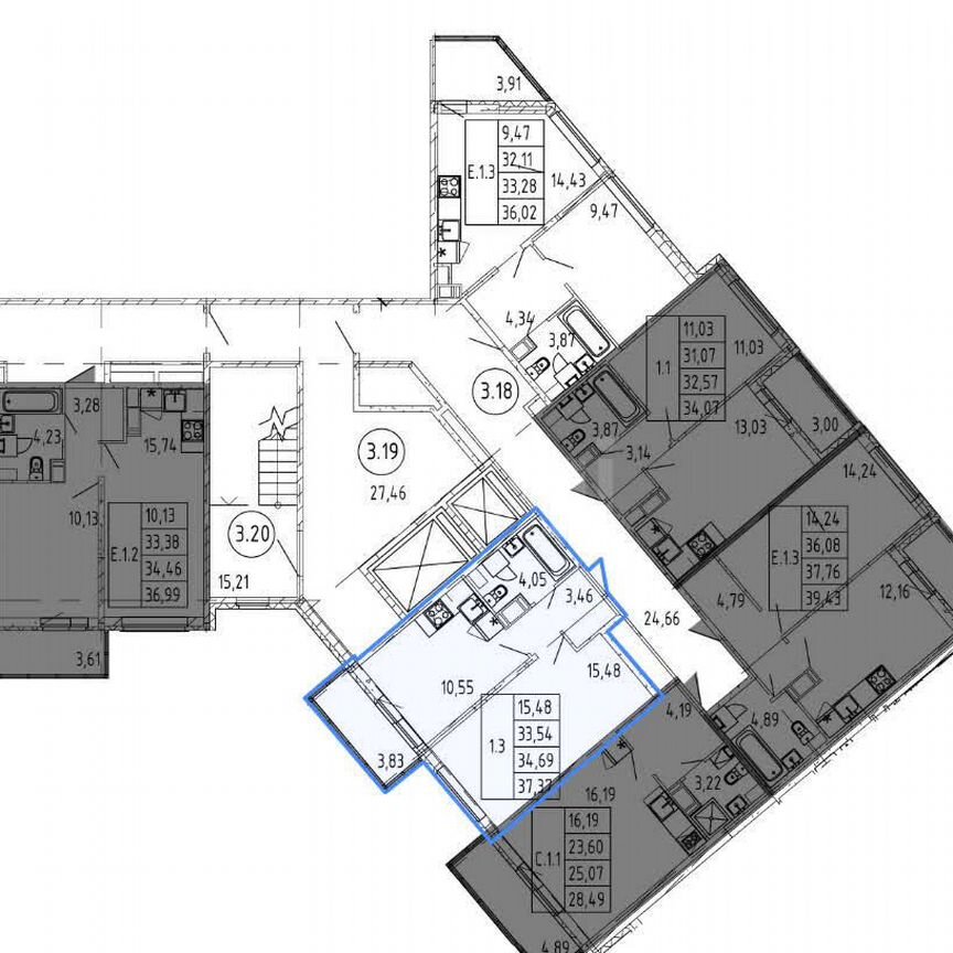 1-к. квартира, 37,4 м², 10/12 эт.