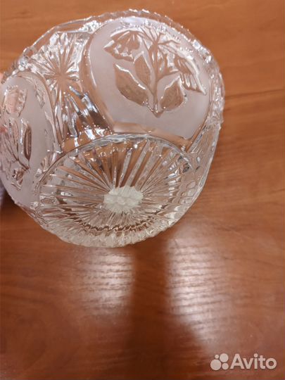 Хрустальная ваза конфетница корзиночка СССР