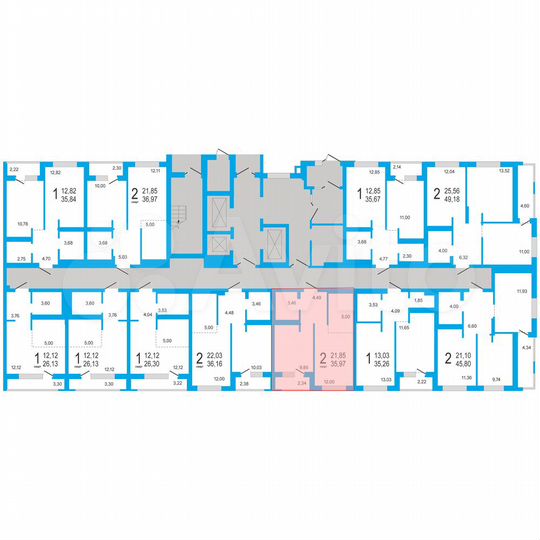 2-к. квартира, 36 м², 1/21 эт.