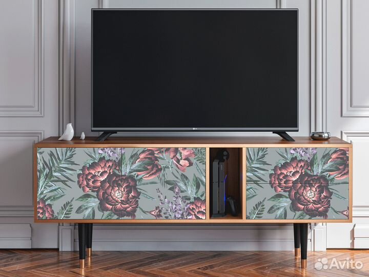 Тв-тумба T1 - Орех - Light Peonies