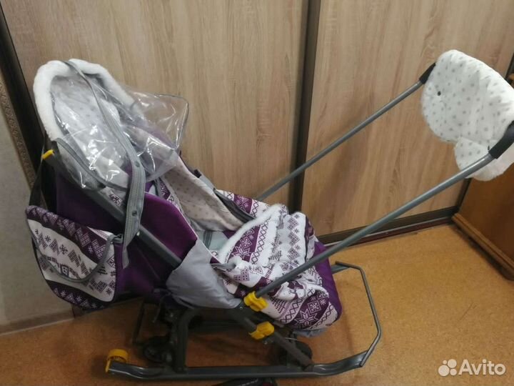 Детские санки-коляска с колесами