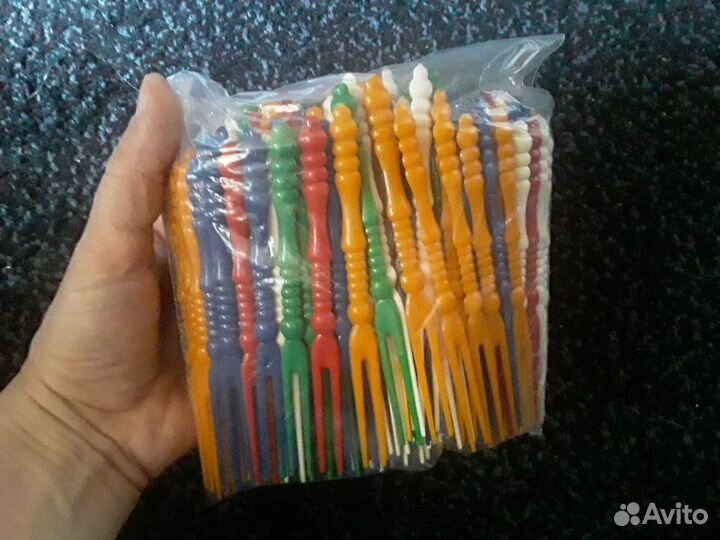 Пакет 100шт новые шпажки для канапе пластиковые цв
