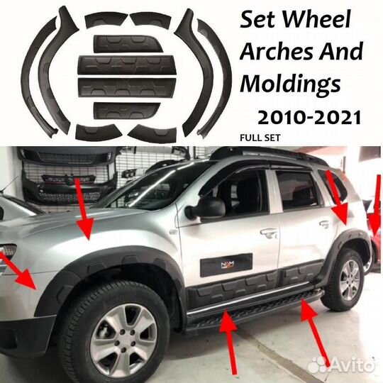 Комплект накладок на двери и крылья renault duster