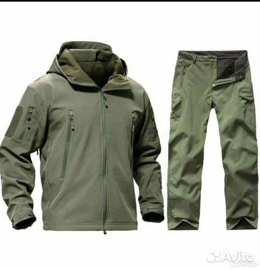 Костюм тактический soft shell, олива, на флисе