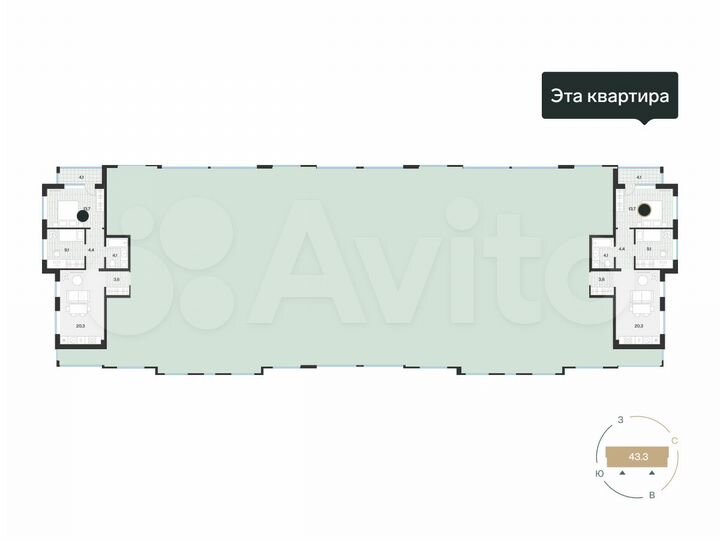 2-к. квартира, 57 м², 4/4 эт.