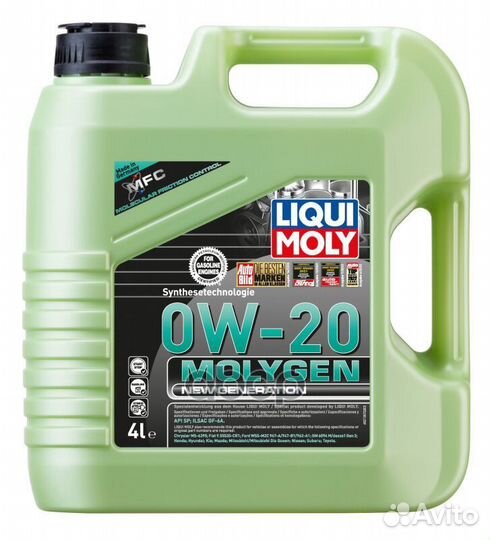0W-20 Molygen New Generation, 4л (нс-синт.мотор