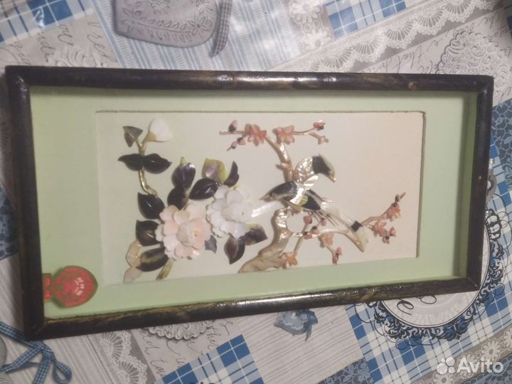 Картина из перламутра 1980г китай