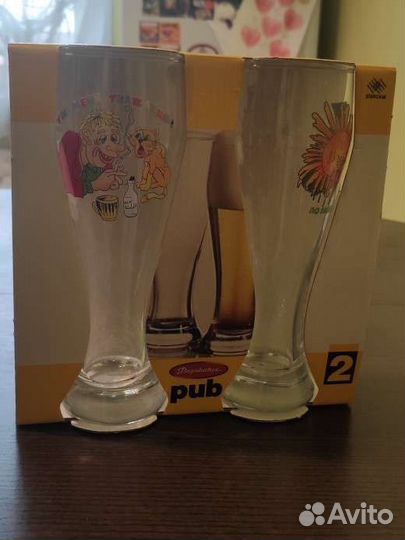 Бокалы пивные, 2 шт, новые