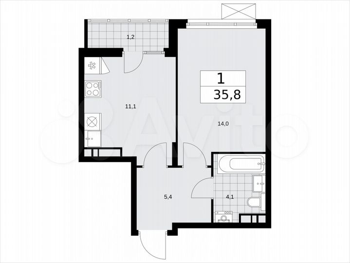 1-к. квартира, 35,8 м², 16/16 эт.