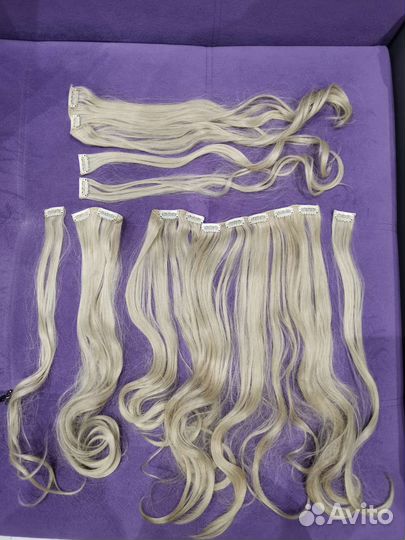 Волосы на заколках шиньоны длинные блонд