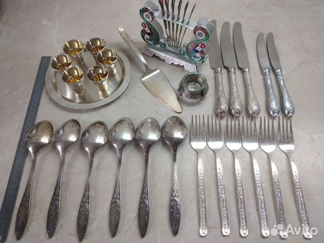 Рюмки, лопатки, солонки, ложки СССР. Мельхиор