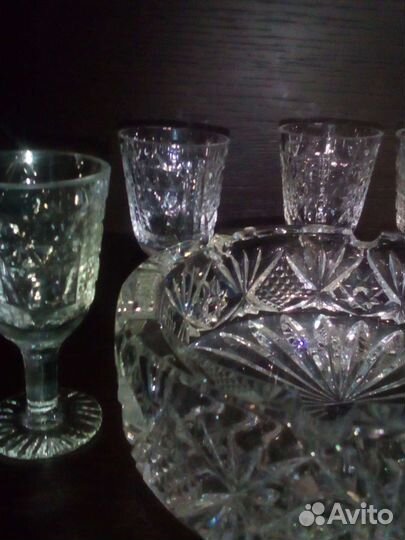 Пепельница и рюмки СССР хрусталь