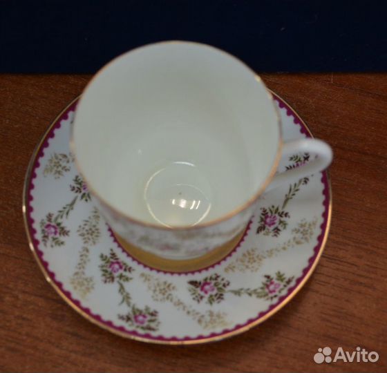 Фарфоровая кофейная пара - цветочный орнамент. лфз