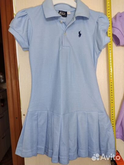 Два платья-поло на 4-5 лет (голубое новое)