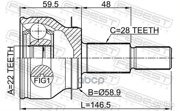 ШРУСа наружный к-кт 22x58.9x28 Mazda 3 13-16