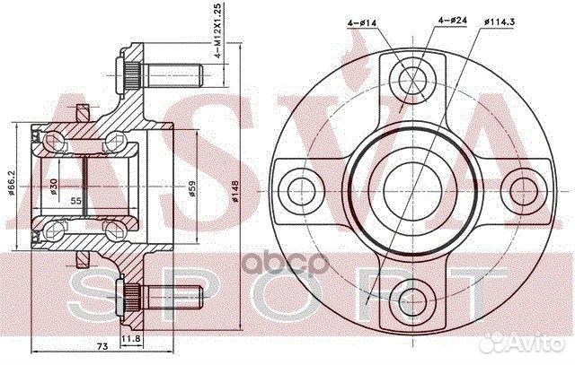 Ступица колеса с ABS зад прав/лев nswhn16A42
