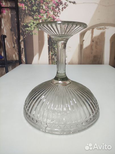 Довоенная антикварная ваза фруктовница стекло