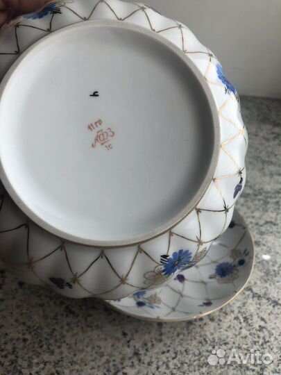 Сухарница или Конфетница и блюдце лфз фарфор 1с