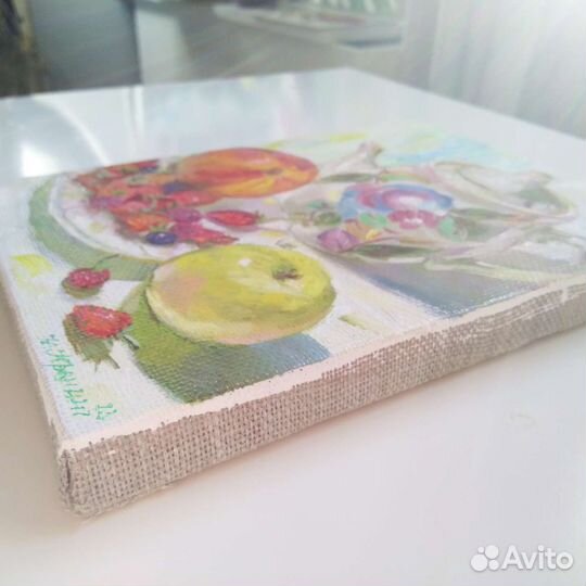 Картина маслом натюрморт ягоды и фрукты