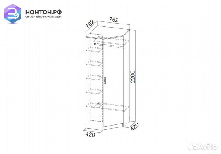 Шкаф угловой Рио 1 дуб делано