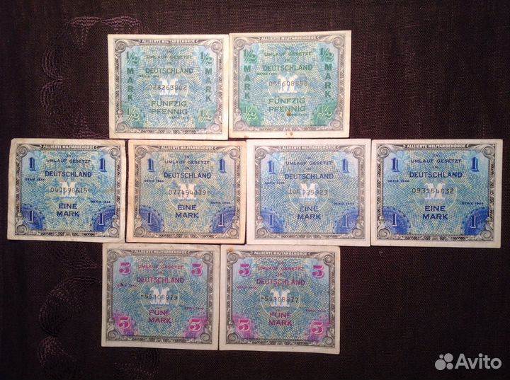 Банкноты оккупированной Союзниками Германии 1944 г