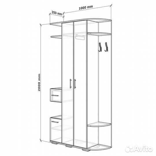 Прихожая Виза-400c ясень шимо светлый шкаф на зака
