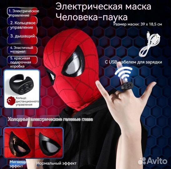 Маска человека паука подмигивающая spider man mask