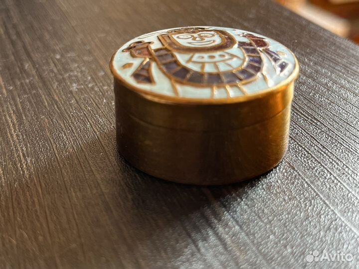 Таблетница винтаж Индия перегородчатая эмаль