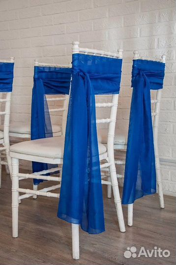 Бант на стул синий
