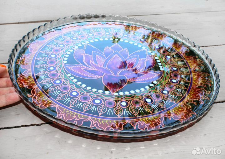 Тарелка обеденная - витраж Лотос