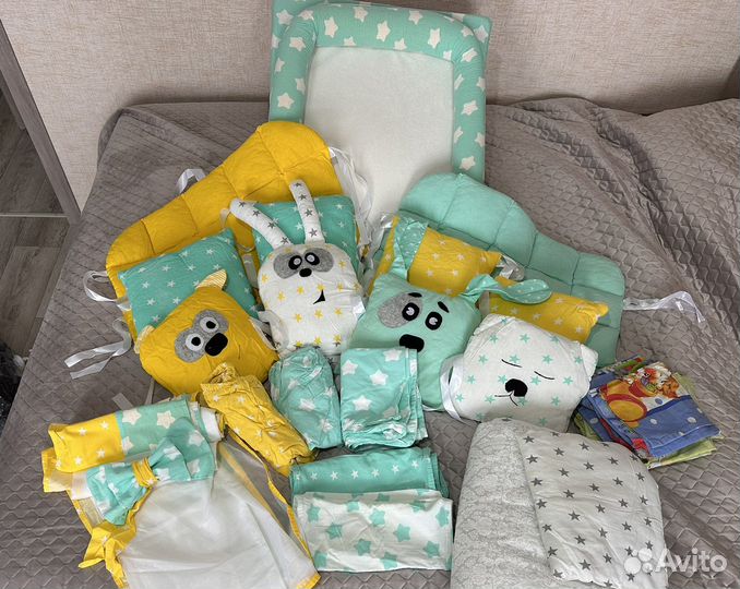 Бортики для кроватки, балдахин,постельное бельё