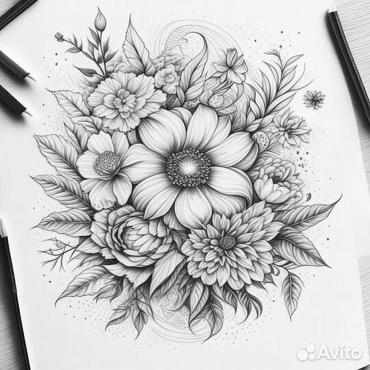 Татуировки цветы, коррекция тату