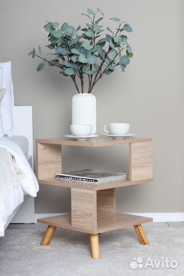 Тумба Прикроватная на деревяных ножках сонома