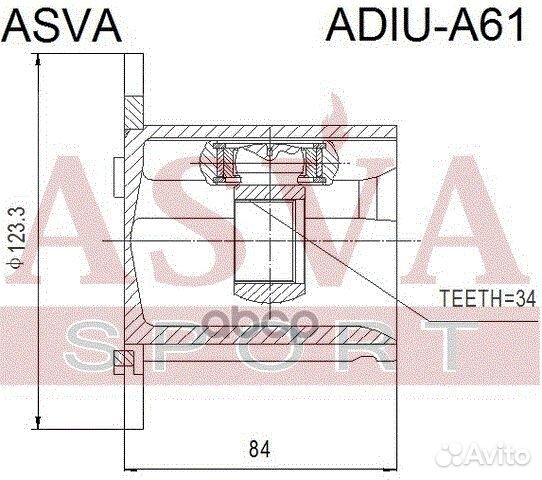 ШРУС внутренний 34X123 febest adiu-A61 asva