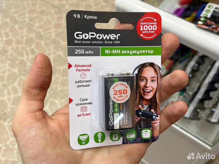 Аккумулятор крона 9В, 250 мАч Ni-Mh 