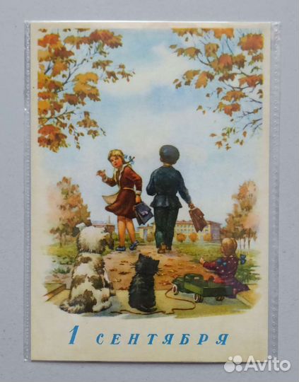 Почтовая поздравительная открытка 1 сентября