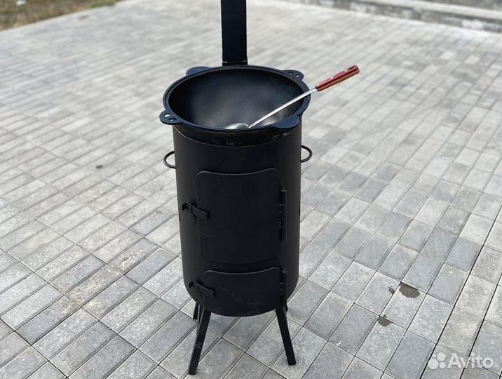 Печь для казана с трубой Люкс