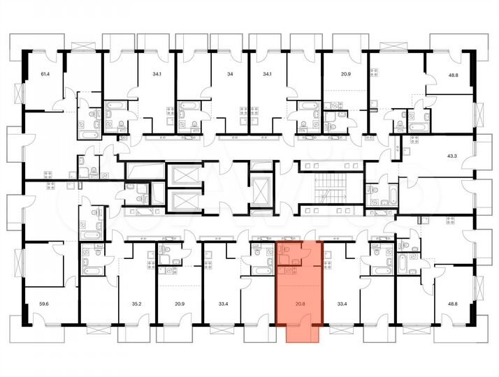 Квартира-студия, 20,8 м², 4/19 эт.