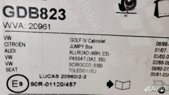 Колодки тормозные задние TRW GDB823