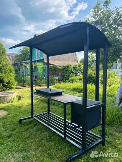 Мангал лофт с печью и крышей