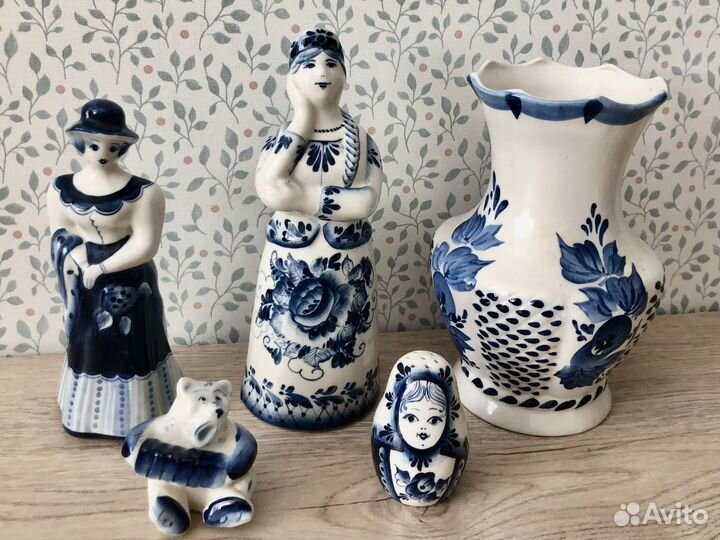 Ваза Гжель, статуэтки Гжель