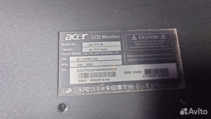 Монитор acer al1717a